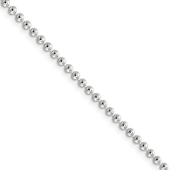 2.3mm Sterling Silver Solid Beaded Chain Necklace 18 Inch